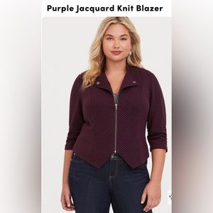 Torrid Purple Jacquard Knit Blazer Size 0 (size 12-14)